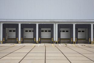 Panoramic view of empty loading docks for trucks