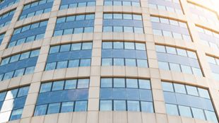 view of buildin windows on a curved building