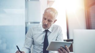 man working at desk 