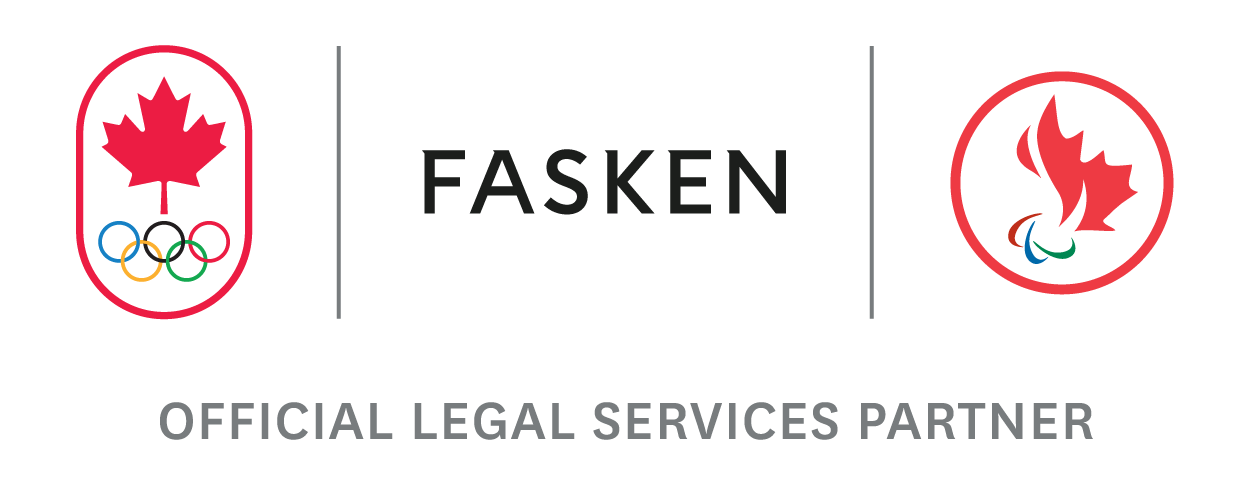 Fasken official legal services partner. The Olympic and canadian paralympic logo.